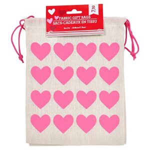 valentine’s cotton pink heart gift/treat sacks 2-ct. pack