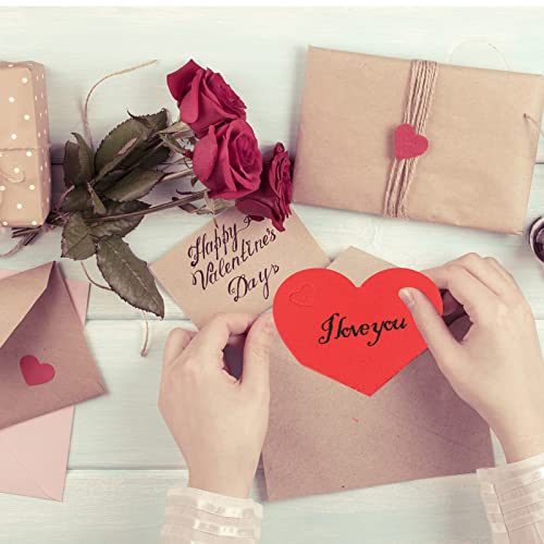 DERAYEE 100 Pcs Valentine Gift Tags with String, Heart Shaped Kraft Paper Tags for Wedding, Valentine's Party DIY Wrapping (Red, Pink)