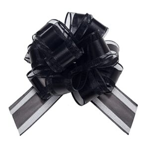 12 pieces black pull bow wrapping pull bow ribbon pull bows for wedding baskets,6 inches diameter gift bows, large bows for presents.