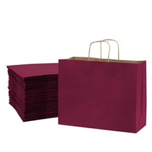 pink gift bags with handles – 16x6x12 inch 100 pack large fuchsia kraft paper shopping bags with handles for small business, retail & boutique use, merchandise, birthday & holiday gift wrap, in bulk
