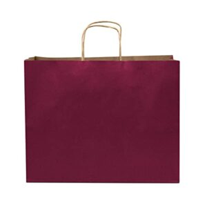 Pink Gift Bags with Handles - 16x6x12 Inch 100 Pack Large Fuchsia Kraft Paper Shopping Bags with Handles for Small Business, Retail & Boutique Use, Merchandise, Birthday & Holiday Gift Wrap, in Bulk