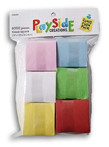 mini tissue paper squares – 6000 pieces – pink, blue, white, green, yellow, red