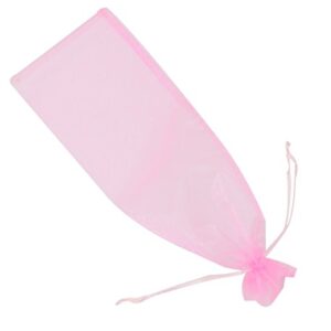 Wuligirl 20pcs Drawstring Organza Wine Bottle Bag 5.5 by 14.5 Inch Pink Wrapping Gift Bags Baby Shower Wedding Favors Party Charcoal Reusable Pouches Package Bags(20pcs Pink)