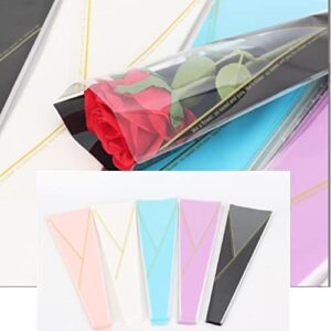 OUKEYI 100 Counts /2 Colors Flower Wrapping Paper Single Rose Packaging Bag,Florist Bouquet Supplies,Waterproof Floral Wrapping Paper for Mother Day Xmas Valentine's Day 17.7 * 5 * 1.6Inch