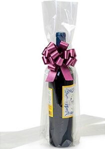 a1 bakery supplies 10 clear cello/cellophane wine bottle bag – 4″ x 4″ x 17″ gusset cellophane bags