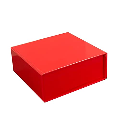 Purple Q Crafts SMALL Red Hard Gift Box With Magnetic Closure Lid 4" x 4" x 1.6" Square Favor Boxes With Red Glossy Finish (5 Boxes)