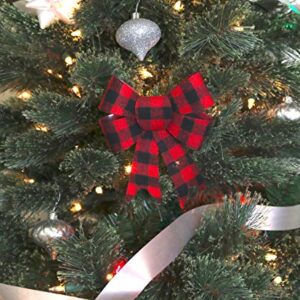 Iconikal 5-Loop Flannel Bows, Red Buffalo Plaid, 5 x 7-Inch, 12-Pack