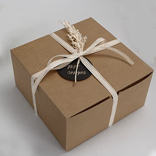 VATIN 8 x 8 x 4 inches Brown Paper Gift Box 12 Packs Gift Boxes with Lids for Gift Boxes Presents Perfect for Bridesmaid Gifts,Christmas,Wedding,Birthday Party Favor