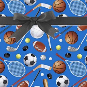 CakeSupplyShop Sports Talk Baseball Soccer Tennis hockey Gift Wrap Wrapping Paper 12foot Folded with Gift Labels
