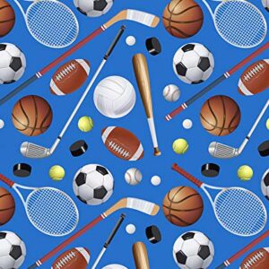 CakeSupplyShop Sports Talk Baseball Soccer Tennis hockey Gift Wrap Wrapping Paper 12foot Folded with Gift Labels