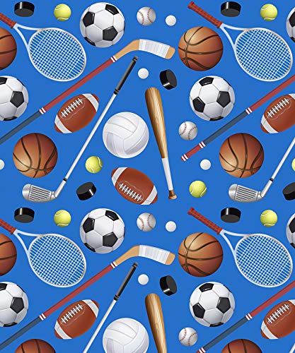 CakeSupplyShop Sports Talk Baseball Soccer Tennis hockey Gift Wrap Wrapping Paper 12foot Folded with Gift Labels