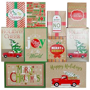 iconikal christmas holiday kraft gift boxes, 3 sizes, 10-pack