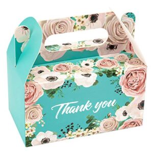 wrapaholic 24 pack thank you treat boxes – blue boho floral design cardboard box, perfect for wedding, birthday, celebrating and party – 6.25 x 3.5 x 3.5 inch each