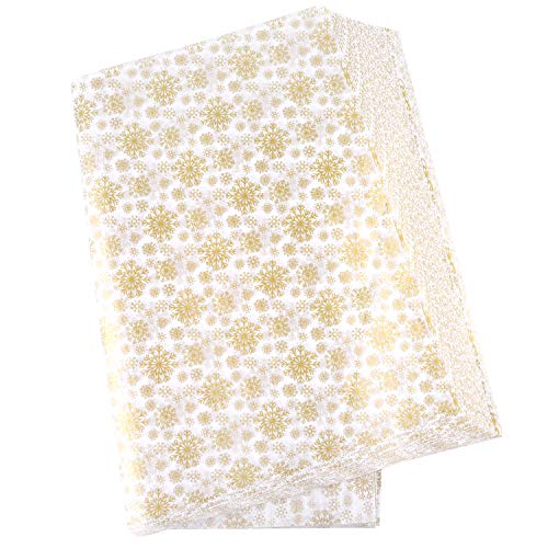 MIAHART 60 Gold Christmas Snowflake Tissue Paper Sheets 50x35cm Christmas Wrapping Paper for DIY and Craft Gift Bags Decorations(Gold)