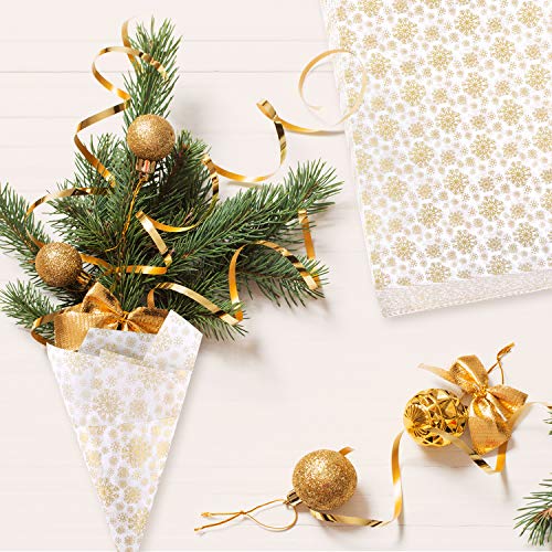 MIAHART 60 Gold Christmas Snowflake Tissue Paper Sheets 50x35cm Christmas Wrapping Paper for DIY and Craft Gift Bags Decorations(Gold)