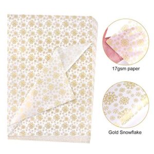 MIAHART 60 Gold Christmas Snowflake Tissue Paper Sheets 50x35cm Christmas Wrapping Paper for DIY and Craft Gift Bags Decorations(Gold)