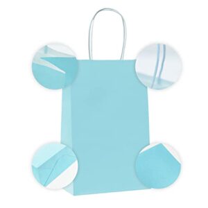 Nexmint Light Blue Gift Bags: 24 Bulk Pack Small Gift Bags with Handle. Great for Gifts, Wedding, Birthday, Shower, Holiday, Party Favor, Treat, Goodie & Special Occasions