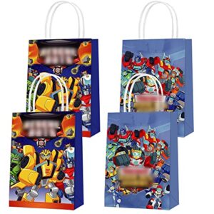 uine 16 pcs trans_former rescue bots party paper gift bags, 2 styles party favor bags handles baby fans trans_former birthday party decorations, goody bags candy gift bags, 16 count (pack of 1)