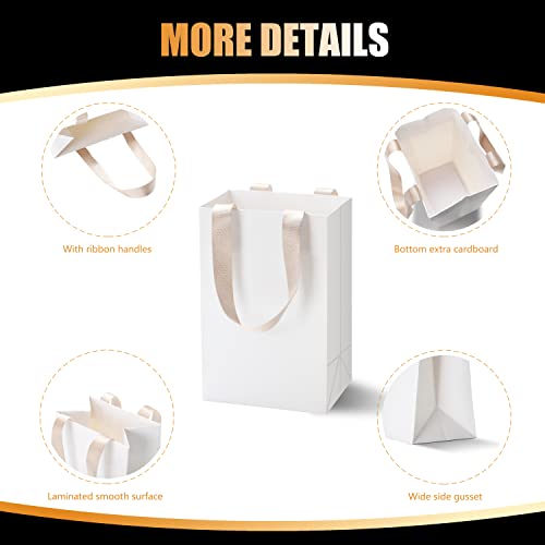 White Gift Bags, YACEYACE 10Pcs Kraft Paper Bags 8"x4.25"x10" White Paper Bags White Bags with Handles Paper Gift Gags White Paper Shopping Bags Merchandise Bags Goodie Bags Boutique Bags Retail Bags Party Bags Gift Bags