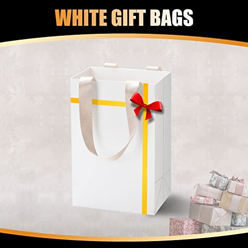 White Gift Bags, YACEYACE 10Pcs Kraft Paper Bags 8"x4.25"x10" White Paper Bags White Bags with Handles Paper Gift Gags White Paper Shopping Bags Merchandise Bags Goodie Bags Boutique Bags Retail Bags Party Bags Gift Bags