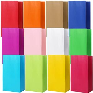 120 pcs solid color party favor and wrapped treat bags 12 colors goodie bags small gift bags paper bags candy bags for birthday baby shower wedding crafts and activities, 5.1 x 3.1 x 9.4 inch
