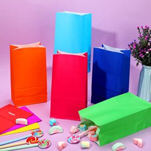 120 Pcs Solid Color Party Favor and Wrapped Treat Bags 12 Colors Goodie Bags Small Gift Bags Paper Bags Candy Bags for Birthday Baby Shower Wedding Crafts and Activities, 5.1 x 3.1 x 9.4 Inch
