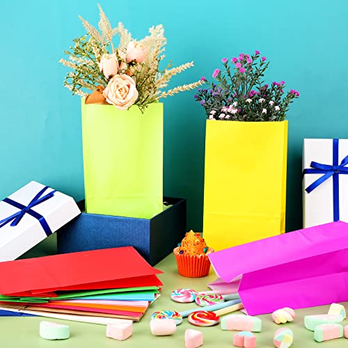 120 Pcs Solid Color Party Favor and Wrapped Treat Bags 12 Colors Goodie Bags Small Gift Bags Paper Bags Candy Bags for Birthday Baby Shower Wedding Crafts and Activities, 5.1 x 3.1 x 9.4 Inch