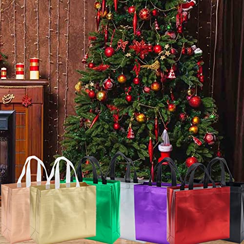 FOCCIUP 12 Pcs Non-woven Reusable Gift Bags Birthday Bag with handles Favor Bags for Party Christmas