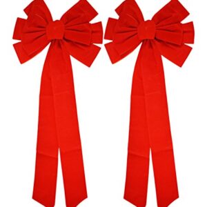 Black Duck Brand Set of 2 Red Velvet Bows 26" Long 10" Wide 10 Loop Holiday/Christmas Bows!