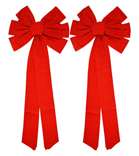 Black Duck Brand Set of 2 Red Velvet Bows 26" Long 10" Wide 10 Loop Holiday/Christmas Bows!