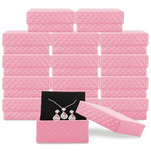 necklace earring ring box gift box,15 pieces square cardboard jewelry gift boxes,cotton filled cardboard paper jewelry box gift case (2.95 x 2.95 x 1.38 inches) (pink)