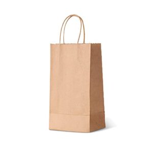 TOWRAP Small Gift Bags Bulk 100Pcs 5.25x3.75x8 Inch with Handles Brown Kraft Paper Bags,Party Bags, Shopping Bags,Retail Bags,Merchandise Bags,Favor Bags,Business Bags