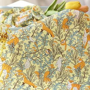 nature leaf forest & animals floral pattern tissue gift wrap paper 60 sheets premium quality recyclable bulk, 26” x 20”, for diy art craft decoration