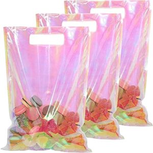Zulihoia Christmas Cellophane Treat Bags 50 PCS: Decorative Party Favor Bags 7" x 10" Candy Cookie Popcorn Bags, Clear Small Gift Bags