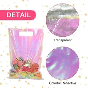 Zulihoia Christmas Cellophane Treat Bags 50 PCS: Decorative Party Favor Bags 7" x 10" Candy Cookie Popcorn Bags, Clear Small Gift Bags