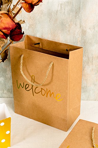 Crisky Welcome Gift Bags 25 Pcs Wedding Welcome Bags for Hotel Guests Shopping Bags Party Bags Gift Bags Retail Bags， 4x8x10 inch