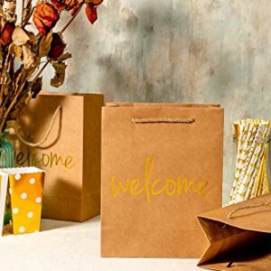 Crisky Welcome Gift Bags 25 Pcs Wedding Welcome Bags for Hotel Guests Shopping Bags Party Bags Gift Bags Retail Bags， 4x8x10 inch