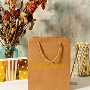 Crisky Welcome Gift Bags 25 Pcs Wedding Welcome Bags for Hotel Guests Shopping Bags Party Bags Gift Bags Retail Bags， 4x8x10 inch