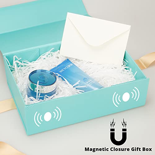 Gift Box 11x7.5x3.5 Inches,Sky Blue Gift Boxes with Magnetic Lid，Christmas Gift Box Contains Card, Ribbon, Shredded Paper Filler Gift Box for Gift Packaging,Christmas Birthdays Gift Packaging