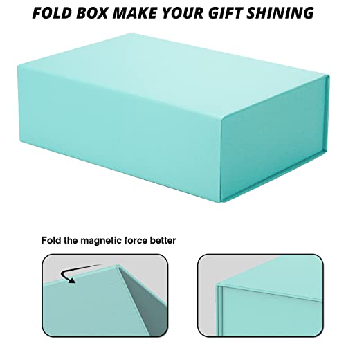 Gift Box 11x7.5x3.5 Inches,Sky Blue Gift Boxes with Magnetic Lid，Christmas Gift Box Contains Card, Ribbon, Shredded Paper Filler Gift Box for Gift Packaging,Christmas Birthdays Gift Packaging