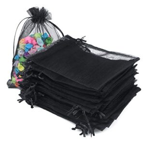 g2plus 4”x6 organza bags,100pcs 10x15cm drawstring organza jewelry favor pouches wedding party festival gift bags candy bags (black)