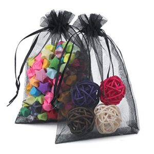 G2PLUS 4''X6 Organza Bags,100PCS 10X15CM Drawstring Organza Jewelry Favor Pouches Wedding Party Festival Gift Bags Candy Bags (Black)