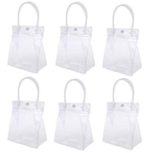 raynag 6 pack transparent pvc gift wrap bag with handles, reusable merchandise retail shopping bags, s