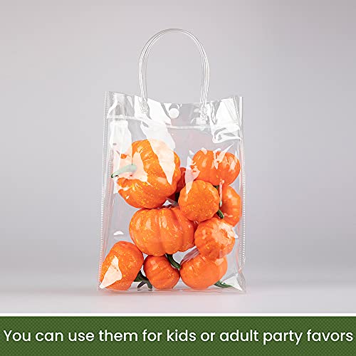 RAYNAG 6 Pack Transparent PVC Gift Wrap Bag with Handles, Reusable Merchandise Retail Shopping Bags, S