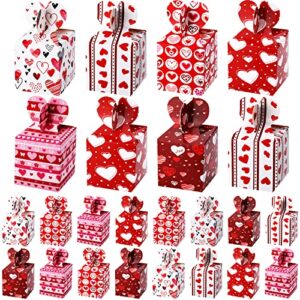 24 pieces valentines day cookie boxes valentines day cupcake boxes small valentine treat box paper valentines candy boxes decorative heart print boxes for valentine’s day party favors, 6 styles