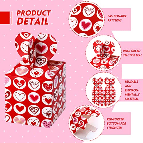 24 Pieces Valentines Day Cookie Boxes Valentines Day Cupcake Boxes Small Valentine Treat Box Paper Valentines Candy Boxes Decorative Heart Print Boxes for Valentine's Day Party Favors, 6 Styles