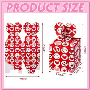 24 Pieces Valentines Day Cookie Boxes Valentines Day Cupcake Boxes Small Valentine Treat Box Paper Valentines Candy Boxes Decorative Heart Print Boxes for Valentine's Day Party Favors, 6 Styles