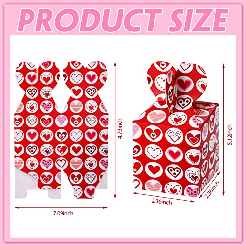 24 Pieces Valentines Day Cookie Boxes Valentines Day Cupcake Boxes Small Valentine Treat Box Paper Valentines Candy Boxes Decorative Heart Print Boxes for Valentine's Day Party Favors, 6 Styles