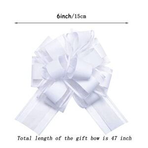 12 PCS 6" Large Gift Ribbon Pull Bows, Gift Wrapping Bows for Baskets, Presents, Wedding, Christmas, Party Decorations,White