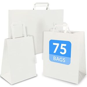 reli. paper bags w/handles, white | assorted large sizes | 75 pcs (25 bags per size) – bulk | 8×4.25×10-10x5x13-16x6x12 | white paper bags combo pack | retail bags/shopping bags, gift bags